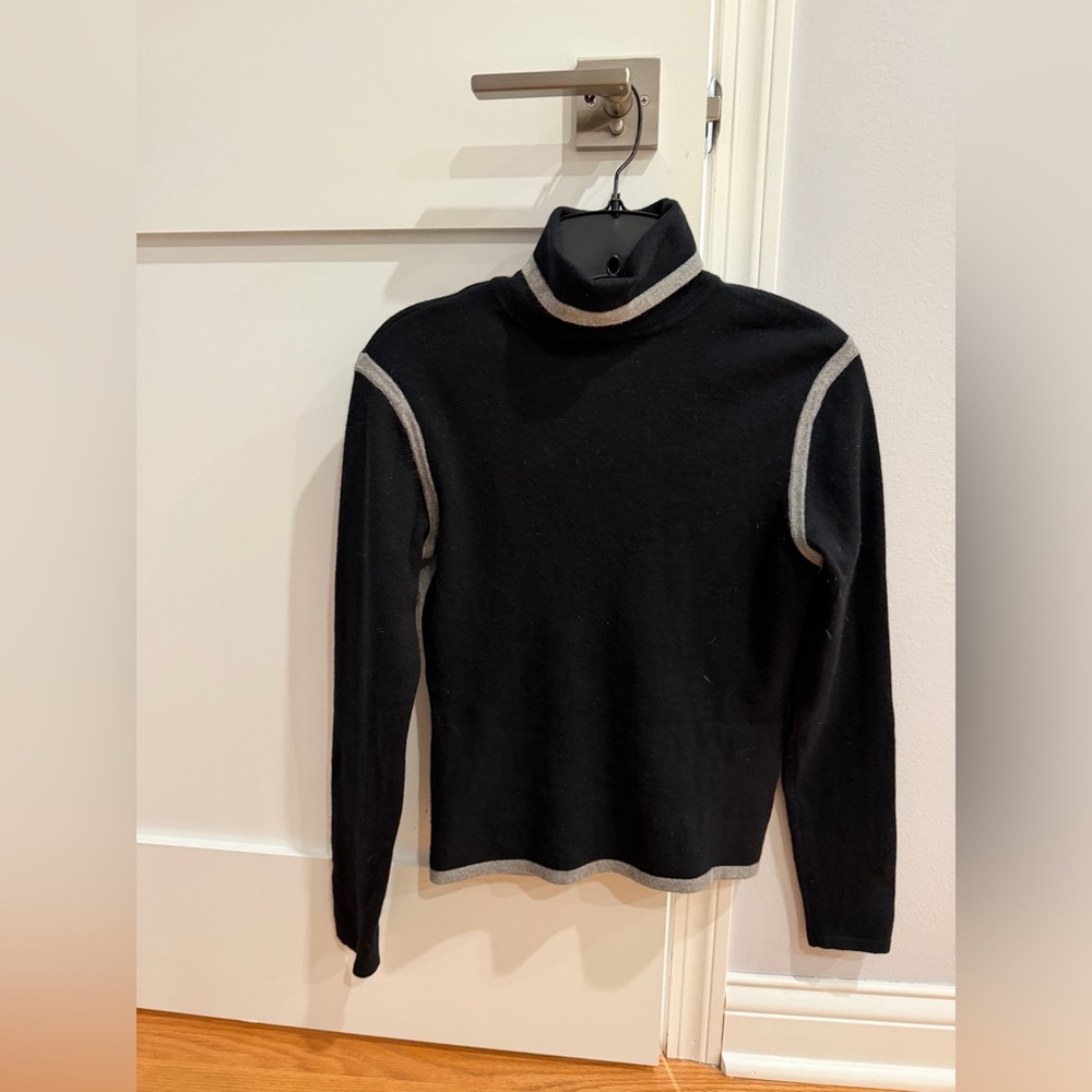 Tracy M Turtleneck Ribbed Knit Long Sleeve Silk Angora Blend Pullover Top M
